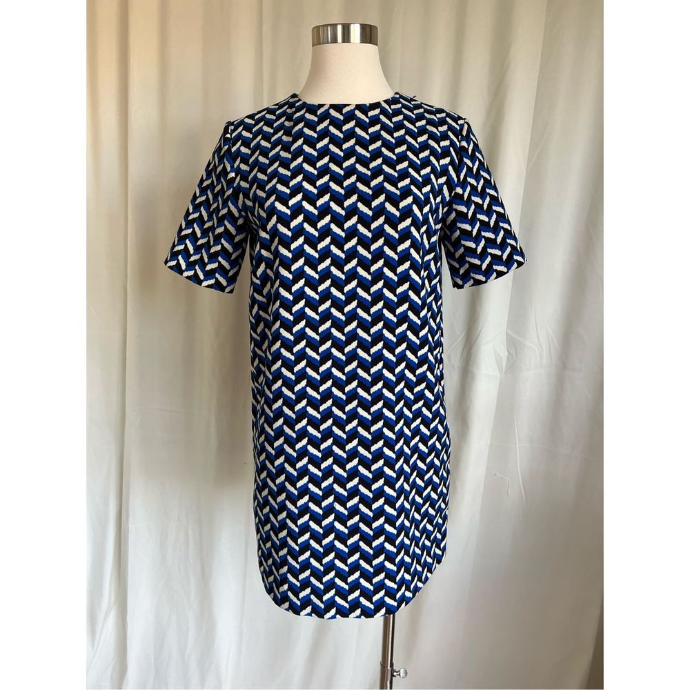 Zara Woman Women's Multi-Color Chevron Print Mini Shift Dress Size S NWOT